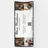 Zwart & Wit Script QR Code 4 Foto Fotograaf Spandoek (Verticaal)