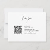 Zwart-wit script QR code bruiloft RSVP Kaartje (Voorkant)