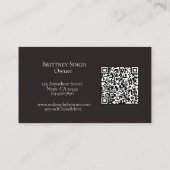 Zwart Wit Script QR Code Foto Make-up Bedrijf C Visitekaartje (Achterkant)