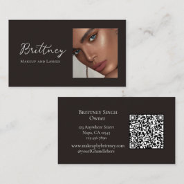 Zwart Wit Script QR Code Foto Make-up Visitekaartje