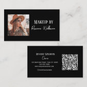 Zwart Wit Script QR Code Foto Zakkaartje Visitekaartje (Voorkant / Achterkant)