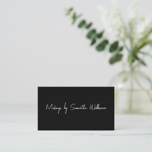 Zwart Wit Script QR Code Make-up Visitekaartje (Staand voorkant)