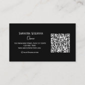 Zwart Wit Script QR Code Make-up Visitekaartje (Achterkant)
