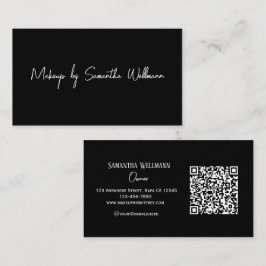 Zwart Wit Script QR Code Make-up Visitekaartje