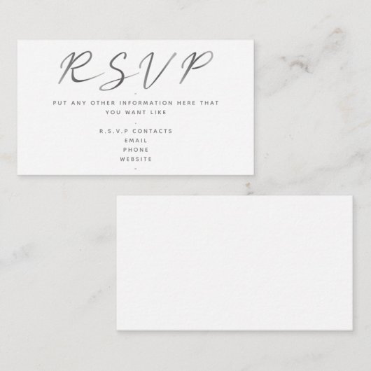 Zwart-wit script, RSVP Informatiekaartje (Voorkant / Achterkant)