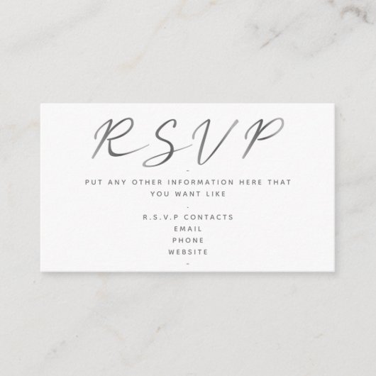 Zwart-wit script, RSVP Informatiekaartje (Voorkant)