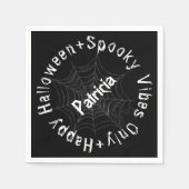 Zwart Wit Script Spooky Modern Happy Halloween Servet (Voorkant)