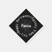 Zwart Wit Script Spooky Modern Happy Halloween Servet (Hoek)
