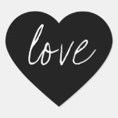 Zwart Wit Script Sticker Liefde (Voorkant)