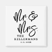 Zwart Wit Script Trouwgunst Magneet (Voorkant)