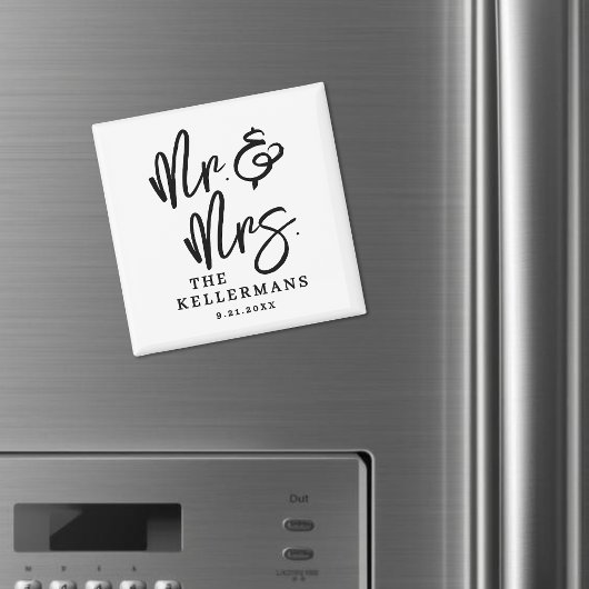 Zwart Wit Script Trouwgunst Magneet