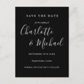Zwart-wit script trouwkaart 'Save the Date' Briefkaart (Voorkant)