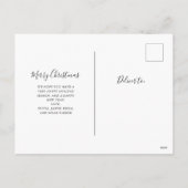 Zwart-wit script twee foto's met pretkerst feestdagenkaart (Achterkant)