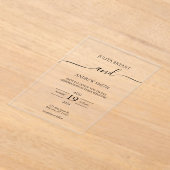 Zwart-wit Script typografie bruiloft Acryl Uitnodigingen (Laagn)