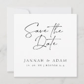 Zwart-wit script typografie foto trouwfeest save the date (Voorkant)