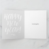 Zwart-wit script typografie Gelukkig Nieuwjaar Kaart (Binnen)