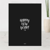 Zwart-wit script typografie Gelukkig Nieuwjaar Kaart (Achterkant)