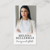 Zwart Wit Script Vastgoed Foto Visitekaartje (Voorkant)