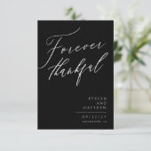 Zwart wit script voor altijd dankbaar fotocollage bedankkaart (Staand voorkant)