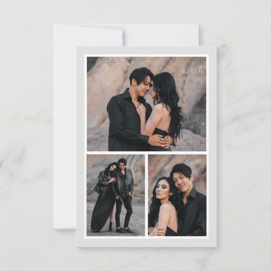 Zwart wit script voor altijd dankbaar fotocollage bedankkaart (Achterkant)