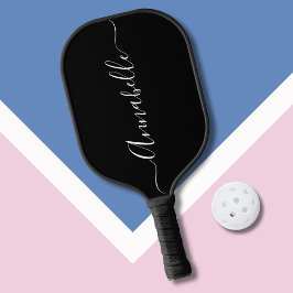 Zwart-wit script voornaam pickleball paddle
