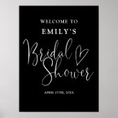 Zwart-wit script Vrijgezellenfeest welkomstbord Poster (Voorkant)