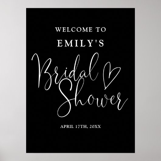 Zwart-wit script Vrijgezellenfeest welkomstbord Poster (Voorkant)