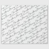 Zwart wit script Vroegere kerstfamilie naam Wra Cadeaupapier (Vlak)