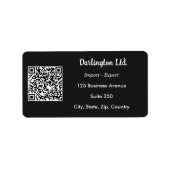 Zwart-wit script zakelijk QR-code adreslabel Etiket (Voorkant)