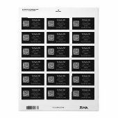 Zwart-wit script zakelijk QR-code adreslabel Etiket (Full Sheet)