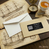 Zwart-wit script zakelijk QR-code adreslabel Etiket