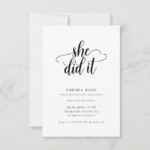 Zwart-wit script ze deed het Afstuderen 2025 Kaart (Voorkant)