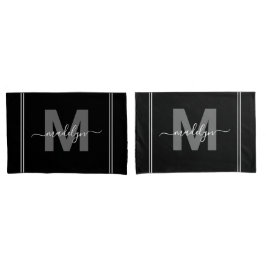 Zwart-wit scriptnaam Monogram Kussensloop