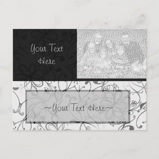 Zwart-wit Scroll Fotohouder Briefkaart (Voorkant)