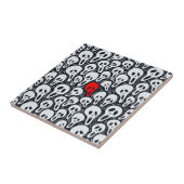 Zwart & Wit Sculls Patroon Touch of Red Tegeltje (Zijkant)