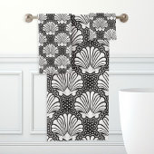 Zwart & Wit Seashell Bad Handdoek