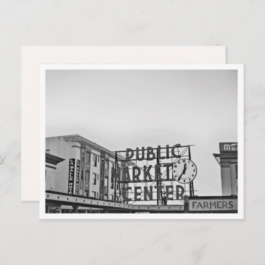 Zwart-wit Seattle Pikes Place Photo Briefkaart (Voorkant / Achterkant)