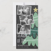 Zwart-wit seizoen van vrolijke kerstfotokaart feestdagenkaart (Voorkant)