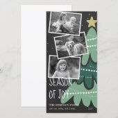 Zwart-wit seizoen van vrolijke kerstfotokaart feestdagenkaart (Voorkant / Achterkant)