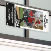 Zwart-wit Senior Softball Outdoor Banner (Buitenkant Gebouw)