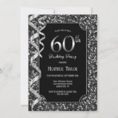 Zwart Wit Sequins 60e Verjaardagsfeestje Kaart (Voorkant)