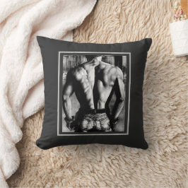 Zwart-wit Sexy Bodybuilder Terug Kussen