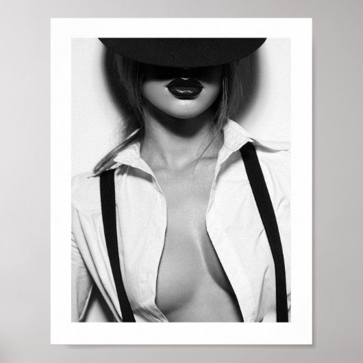 Zwart-wit Sexy Mode Model Poster (Voorkant)