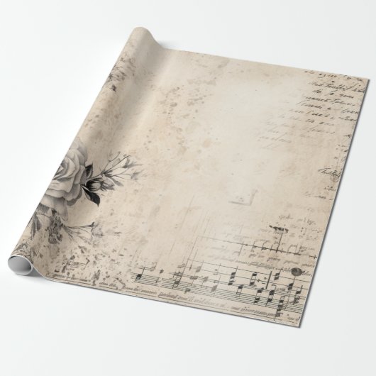 Zwart-Wit Shabby Chic Cadeaupapier (Uitgerold)