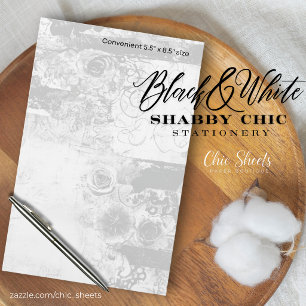 Zwart & wit shabby chic ontwerp briefpapier