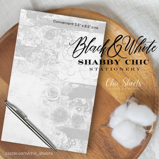 Zwart & wit shabby chic ontwerp briefpapier