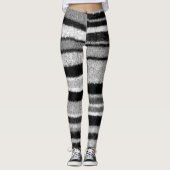 Zwart-wit Shabby chique gebreide vet strepen Leggings (Voorkant)