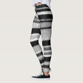 Zwart-wit Shabby chique gebreide vet strepen Leggings