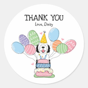 Zwart & Wit Sheepadoodle Favor Tags Sticker