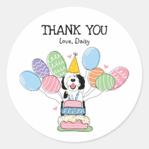 Zwart & Wit Sheepadoodle Favor Tags Sticker